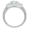 thumbnail image 1 of 3.61 ct Emerald Cut Natural Sky Blue Topaz Three-Stone Engagement Ring for Women in 18K White Gold, 1 of 2