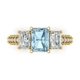 thumbnail image 1 of 3.61 ct Emerald Cut Natural Swiss Blue Topaz 3 Stone 18K Yellow Gold Womens Engagement Ring, 1 of 5