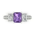 thumbnail image 1 of 3.61 ct Emerald Cut Simulated Alexandrite 3 Stone 14K White Gold Womens Engagement Ring, 1 of 5