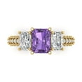 thumbnail image 1 of 3.61 ct Emerald Cut Simulated Alexandrite Three-Stone Engagement Ring for Women in 18K Yellow Gold, 1 of 5