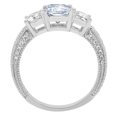 thumbnail image 1 of 3.61 ct Emerald Cut Simulated Blue Diamond Three-Stone Engagement Ring for Women in 18K White Gold, 1 of 2