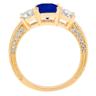 GOURIK 18K Yellow & White Gold Plated Lab Created Ruby/Blue Sapphire