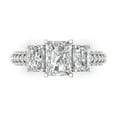 thumbnail image 1 of Clara Pucci 14K White Gold Solid Gold Clear Three-Stone Anniversary Ring for Women - 3.61 cttw Emerald Cut, 1 of 8