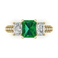 thumbnail image 1 of 3.61 ct Emerald Cut Simulated Emerald 3 Stone 18K Yellow Gold Womens Engagement Ring, 1 of 5