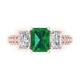 thumbnail image 1 of 3.61 ct Emerald Cut Simulated Emerald Three-Stone Engagement Ring for Women in 18K Rose Gold, 1 of 5