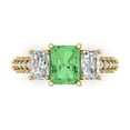 thumbnail image 1 of 3.61 ct Emerald Cut Simulated Green Diamond 3 Stone 18K Yellow Gold Womens Engagement Ring, 1 of 5