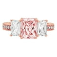 thumbnail image 1 of 3.61 ct Emerald Cut Simulated Pink Diamond 3 Stone 14K Rose Gold Womens Engagement Ring, 1 of 4