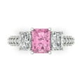 thumbnail image 1 of Clara Pucci 14K White Gold Solid Gold Pink Three-Stone Anniversary Ring for Women - 3.61 cttw Emerald Cut, 1 of 8
