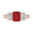 thumbnail image 1 of 3.61 ct Emerald Cut Simulated Pink Tourmaline 3 Stone 14K Rose Gold Womens Engagement Ring, 1 of 5