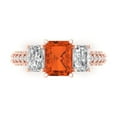 thumbnail image 1 of Clara Pucci 14K Rose Gold 3.61ct Red Three-Stone Ring for Women, 1 of 8