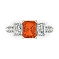 thumbnail image 1 of Clara Pucci 14K White Gold 3.61ct Red Three-Stone Ring for Women, 1 of 8