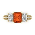 thumbnail image 1 of Clara Pucci 14K Yellow Gold 3.61ct Red Three-Stone Ring for Women, 1 of 8