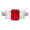 thumbnail image 1 of 3.61 ct Emerald Cut Simulated Ruby 3 Stone 14K White Gold Womens Engagement Ring, 1 of 3