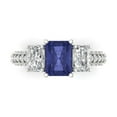 thumbnail image 1 of 3.61 ct Emerald Cut Simulated Tanzanite 3 Stone 14K White Gold Womens Engagement Ring, 1 of 5