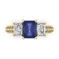 thumbnail image 1 of Clara Pucci 14K Yellow Gold Solid Gold Tanzanite Three-Stone Anniversary Ring for Women - 3.61 cttw Emerald Cut, 1 of 8