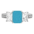 thumbnail image 1 of 3.61 ct Emerald Cut Simulated Turquoise 3 Stone 18K White Gold Womens Engagement Ring, 1 of 4