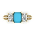 thumbnail image 1 of Clara Pucci 14K Yellow Gold 3.61ct Turquoise Three-Stone Ring for Women, 1 of 8