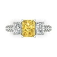 thumbnail image 1 of 3.61 ct Emerald Cut Simulated Yellow Diamond 3 Stone 18K White Gold Womens Engagement Ring, 1 of 5
