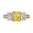 thumbnail image 1 of 3.61 ct Emerald Cut Simulated Yellow Diamond Three-Stone Engagement Ring for Women in 18K Yellow Gold, 1 of 5