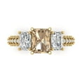 thumbnail image 1 of 3.61 ct Emerald Cut Yellow Moissanite 3 Stone 18K Yellow Gold Womens Engagement Ring, 1 of 5