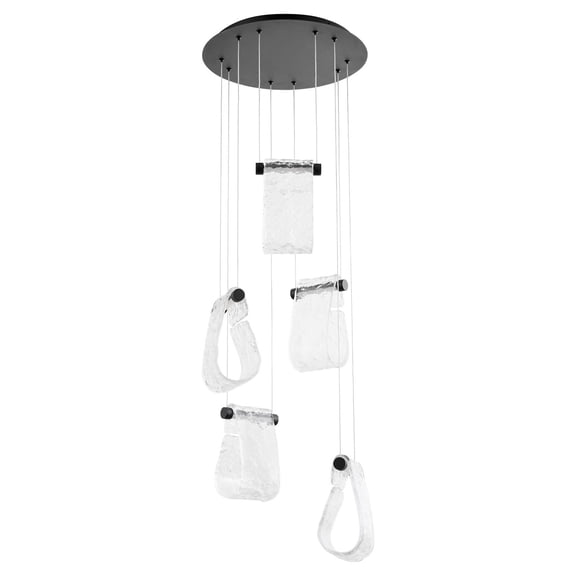 3-6102-15 Oxygen Lighting Veer - 28W 5 5CCT LED Pendant-9.75 Inch Tall and 20 Inch Wide-Black Finish