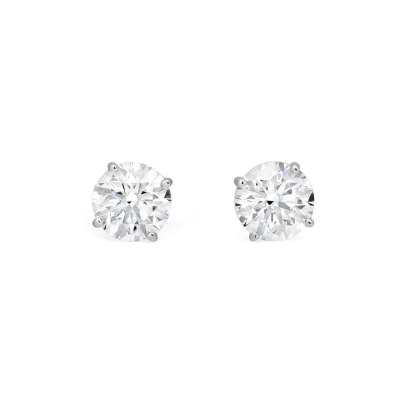 3.61Cttw Four Prong Round Cut Lab Grown Diamond Stud Earrings 14K White Gold