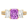 thumbnail image 1 of 3.61 ct Emerald Cut Simulated Alexandrite 3 Stone 14K Yellow Gold Womens Engagement Ring, 1 of 3