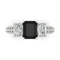 thumbnail image 1 of 3.61 ctw 3 Stone Anniversary Ring for Women | Emerald Cut Natural Onyx | Hyperallergenic Solid 14K White Gold, 1 of 5