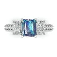 thumbnail image 1 of 3.61 ct Emerald Cut Blue Moissanite 3 Stone 14K White Gold Womens Engagement Ring, 1 of 6