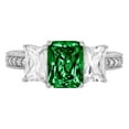 thumbnail image 1 of 3.61 ct Emerald Cut Simulated Emerald 3 Stone 18K White Gold Womens Engagement Ring, 1 of 5