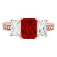 thumbnail image 1 of 3.61 ct Emerald Cut Natural Garnet 3 Stone 14K Rose Gold Womens Engagement Ring, 1 of 6