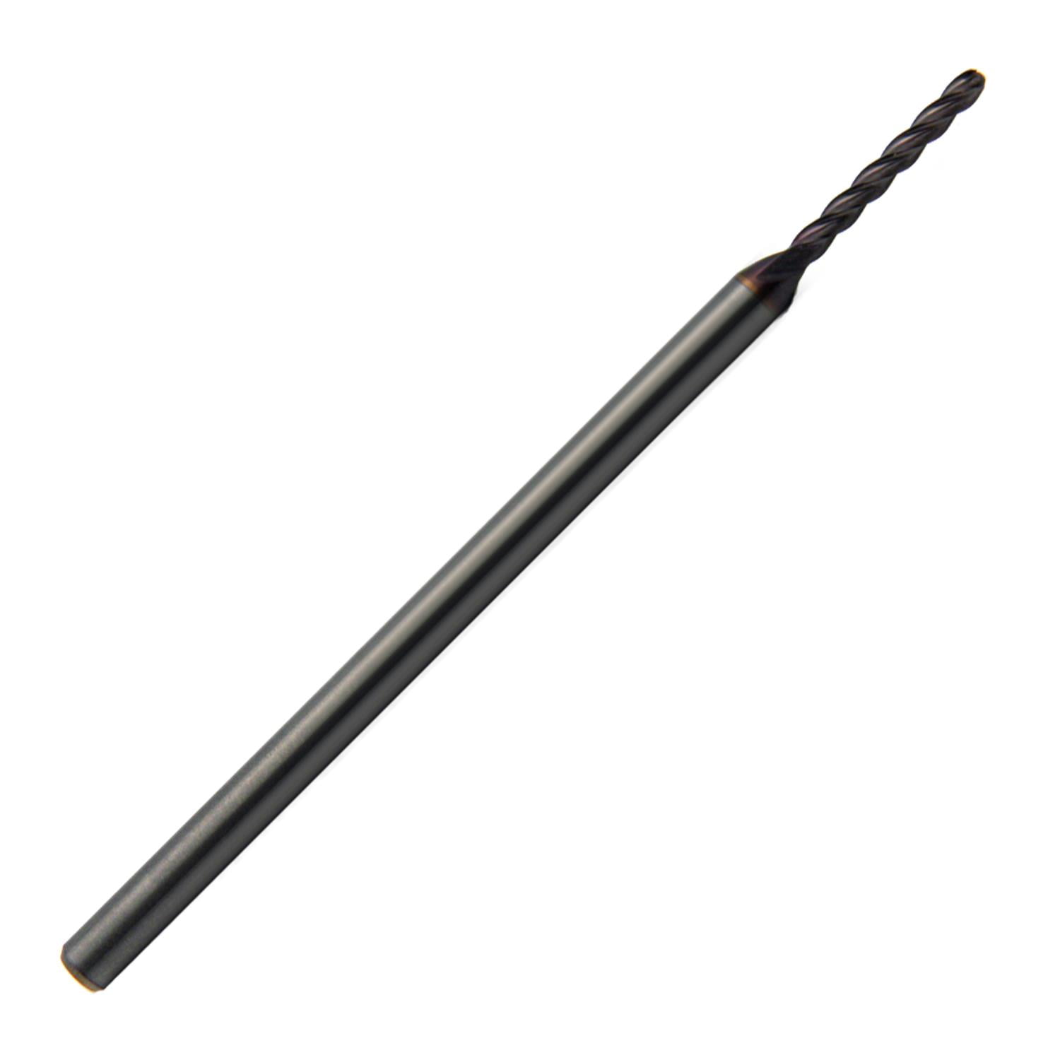 3/64" Diameter 4 Flute Single End Ball Carbide End Mill X-Long TiCN Coated, 1/4"Length of Cut, 1/8" Shank, 2-1/2" OAL