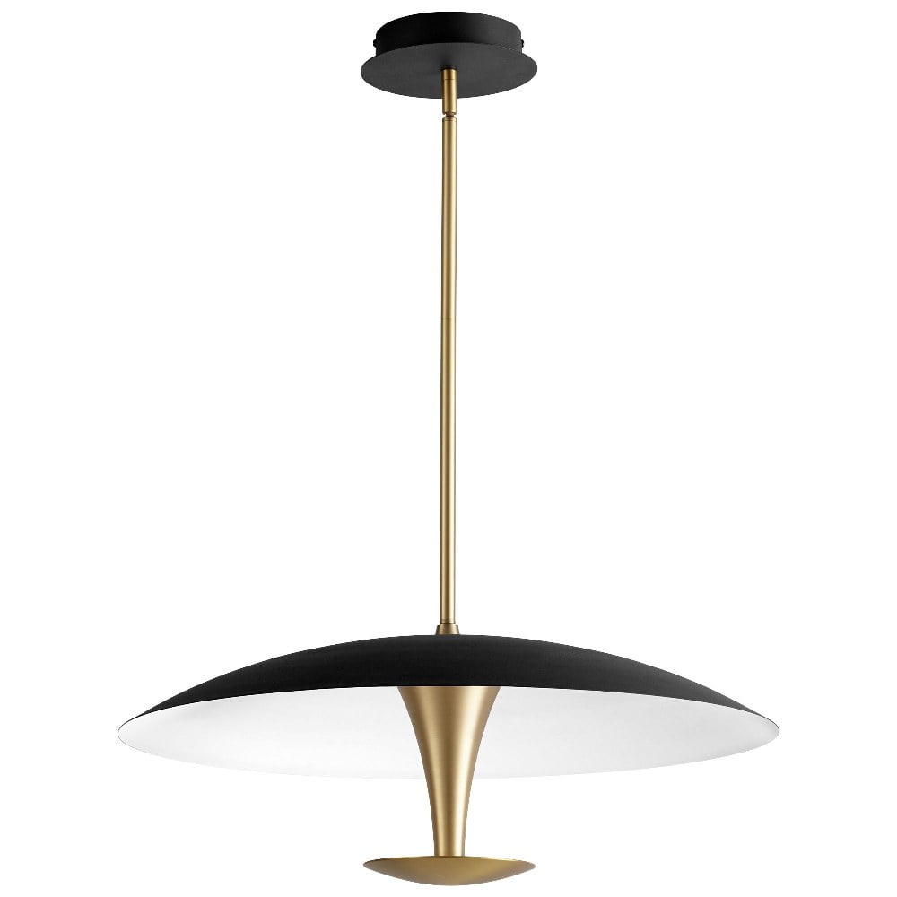 Spacely 1-Light LED Pendant in Matte White and Aged Brass