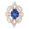 thumbnail image 1 of AFFY 3.65 Carat Oval Shape Simulated Blue Sapphire & Natural Diamond Engagement Ring 14K Solid Rose Gold Ring Size-5, 1 of 2