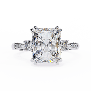 GIMELIS 3.66 CT Radiant Cut Lab Grown Diamond Hidden Halo With Three Stone Engagement Ring, Double Prong Wedding Anniversary Gift Ring For Women