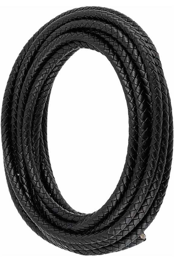 3.66 Yards Round Genuine Leather String Cord for Jewelry Making 5MM Black Real Leather Bolo Tie Rope String Lace Cording for Crafting Necklace Bracelets Braiding Beading DIY Projects