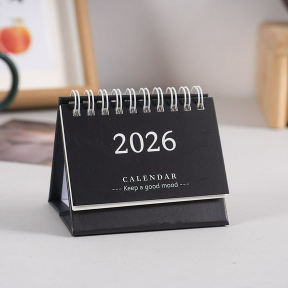 3.66x2.95x2.55 Inch 2026 Mini Calendar - Desktop Notebook Decoration English Version (Black)