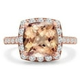 thumbnail image 1 of 3.67 CTW Cushion Pink Morganite Cushion Halo Engagement Ring in 14K Rose Gold - Size 7.5, 1 of 1