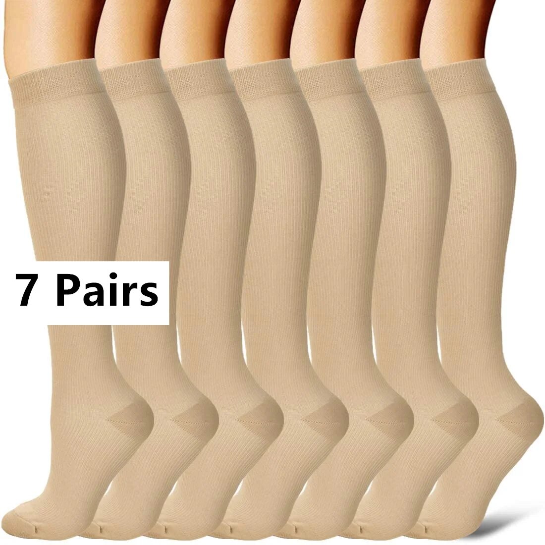 3/67 Pair Compression Socks Women Men Knee High Pregnant Edema Diabetes ...