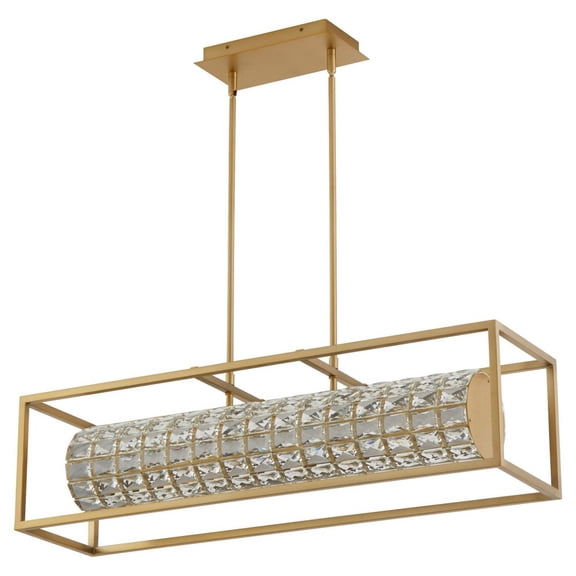 3-676-40 Oxygen Lighting Elan - 30W 1 LED CCT Selectable Linear Chandelier-10 Inches Tall and 9.25 Inches Wide-Aged Brass Finish
