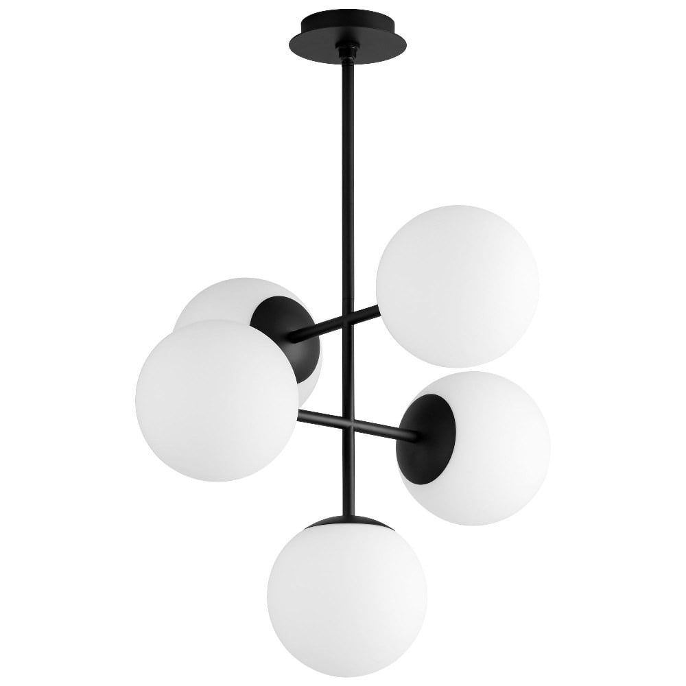 Nebula Black Glass 5-Light LED Globe Pendant