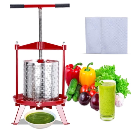 3.69 Gal Stainless Steel Fruit and Wine Press, Manual Fruit Wine Press, With T-Handle, Stable Triangular Structure, Wine Making Press for Outdoor, Kitchen