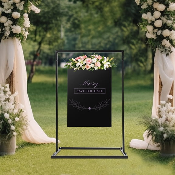3.6FT Black Metal Arch Welcome Sign Stand, 29.5219.6843.3 Inch Poster Display Holder, Decor Frame for Wedding Birthday Business & Themed Party