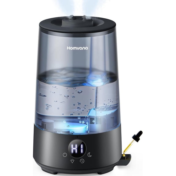3.6L Top-Fill Cool Mist Humidifier for Bedroom, Large Room & Plants, Easy-to-Clean 2-in-1 Baby Humidifier & Diffuser for Congestion Relief, 23dB Ultra-Quiet, Lasts Up to 4 Nights (Black)