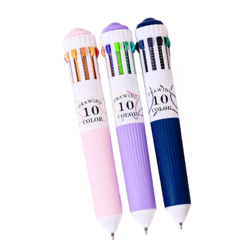 One Color Pen 3/6Pcs 10-Color-in-1 Pen Retractable Multicolored Ballpoint Pen for ...
