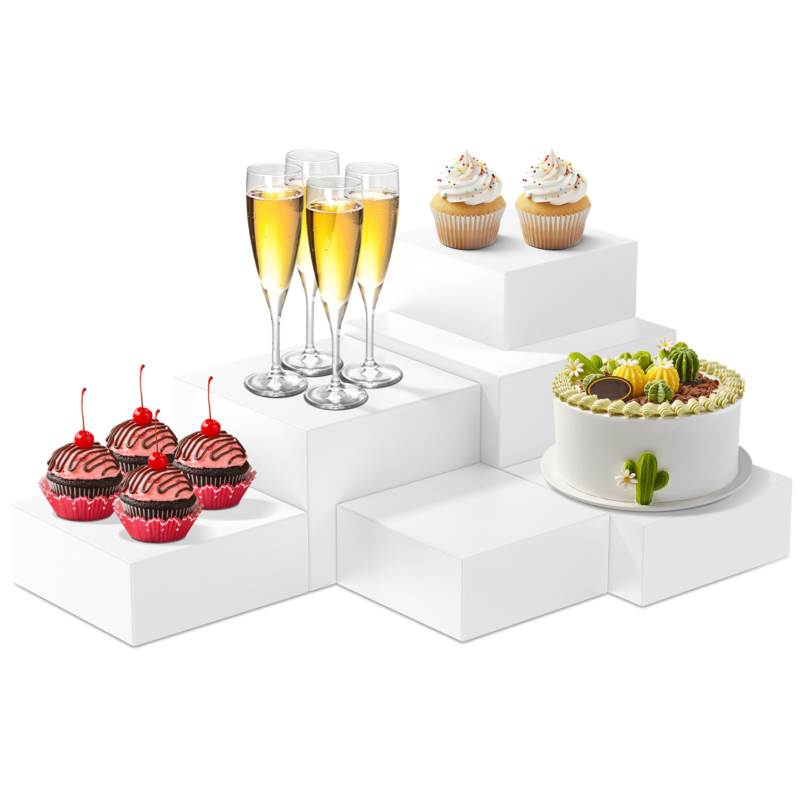 3/6Pcs Buffet Risers White Acrylic Food Display Risers Nesting Catering ...