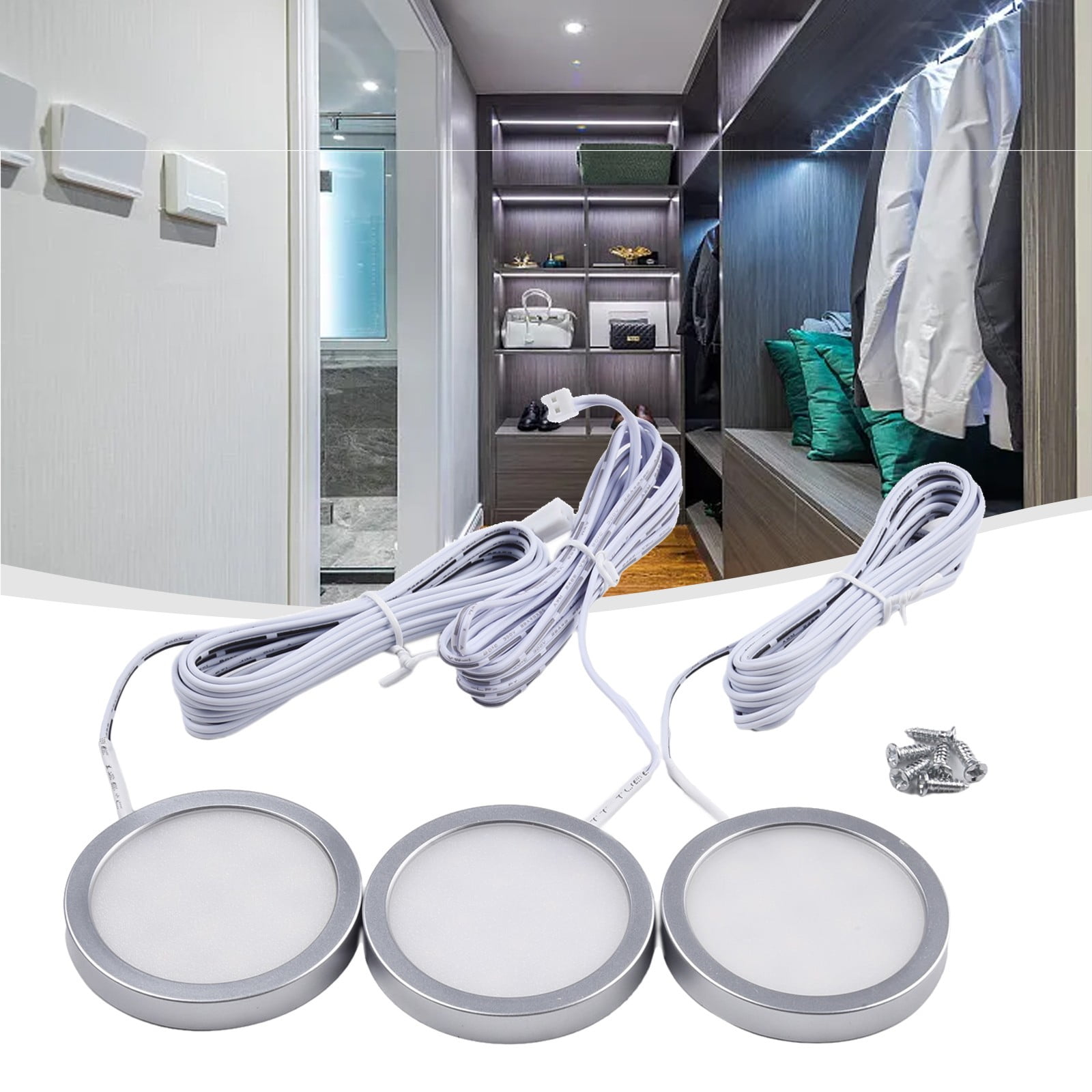 3/6Pcs Under Lights Kit Led Kitchen Counter Closet Led Puck