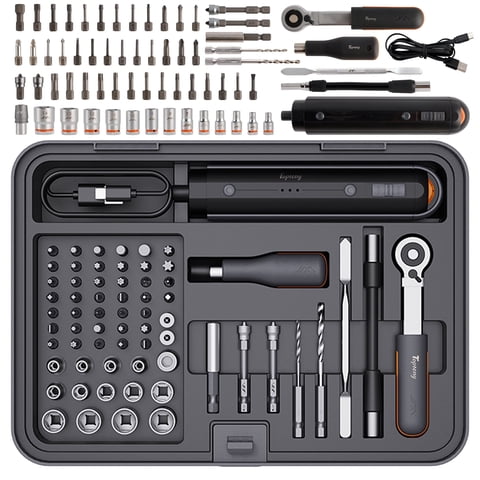 3.6V Cordless Electric Screwdriver Kit, 39-Piece with 13 PC Socket Set, 5 Torque Settings & LED Light, USB-C Rechargeable for Home DIY, Furniture, Electronics, and Quick Repairs