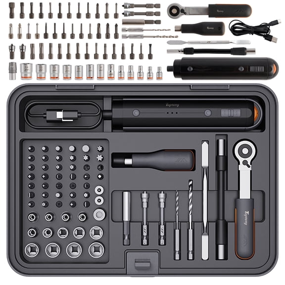 3.6V Cordless Electric Screwdriver Kit, 39-Piece with 13 PC Socket Set, 5 Torque Settings & LED Light, USB-C Rechargeable for Home DIY, Furniture, Electronics, and Quick Repairs