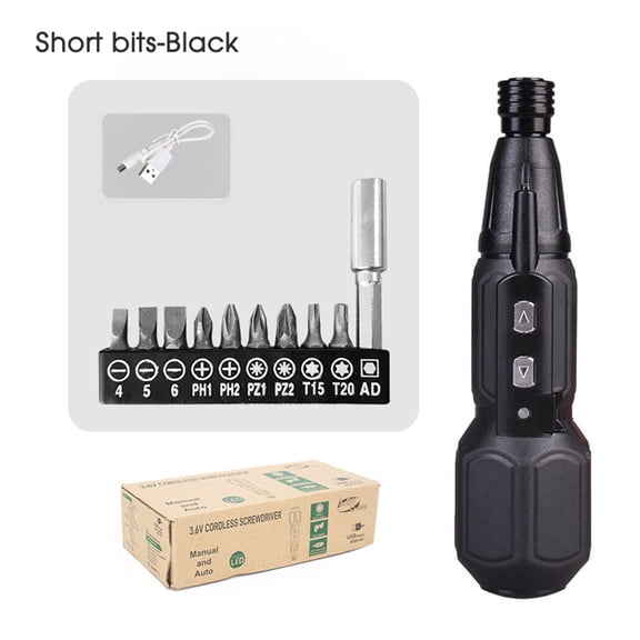 3.6V Cordless Electric Screwdriver - Magnetic 2-in-1(Manual & Automatic) with Forward/Reverse, USB-C Battery, LED Delay Light